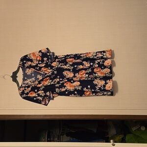 Floral navy pink v neck dress 3xl